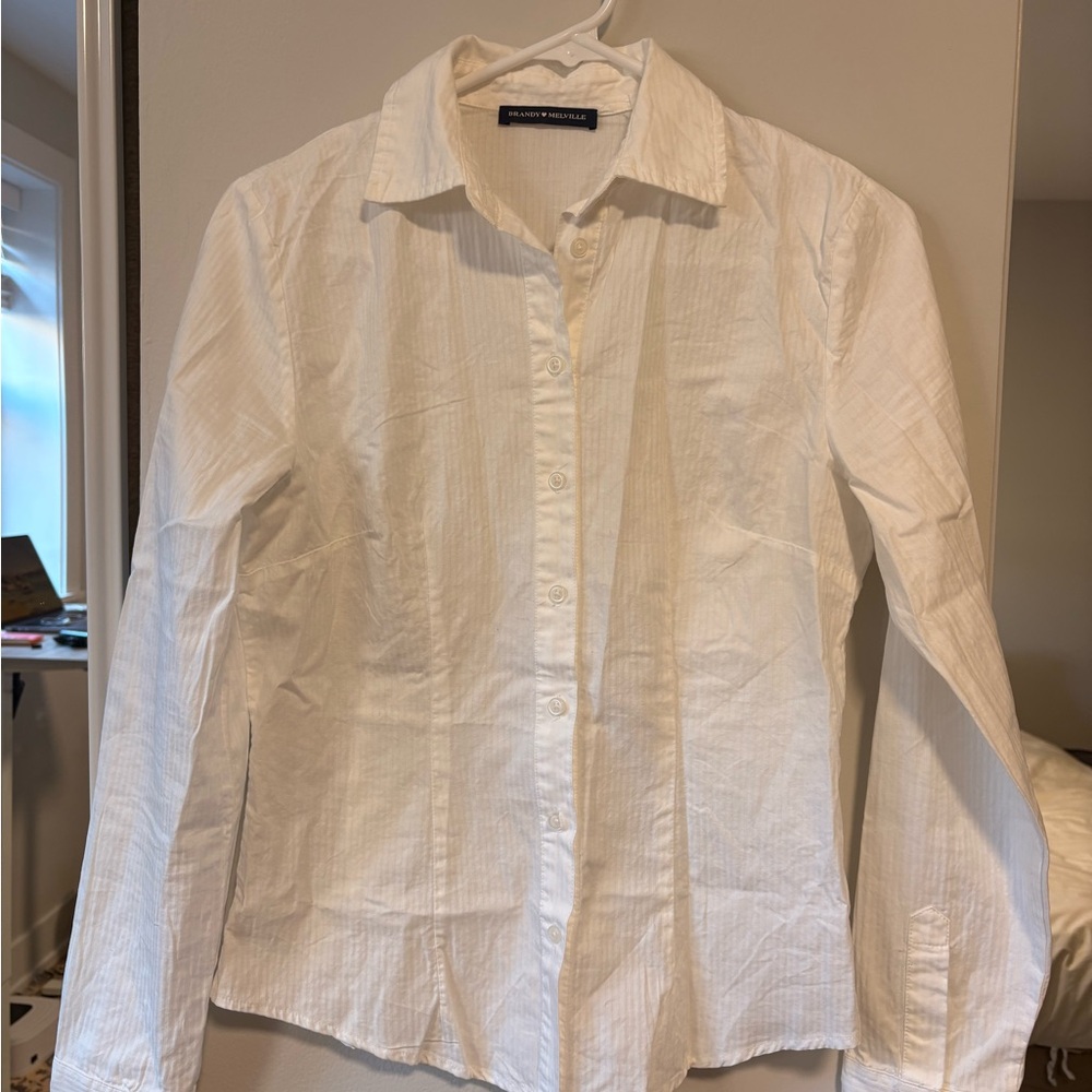 Brandy Melville White Men's Button-Up Shirt
